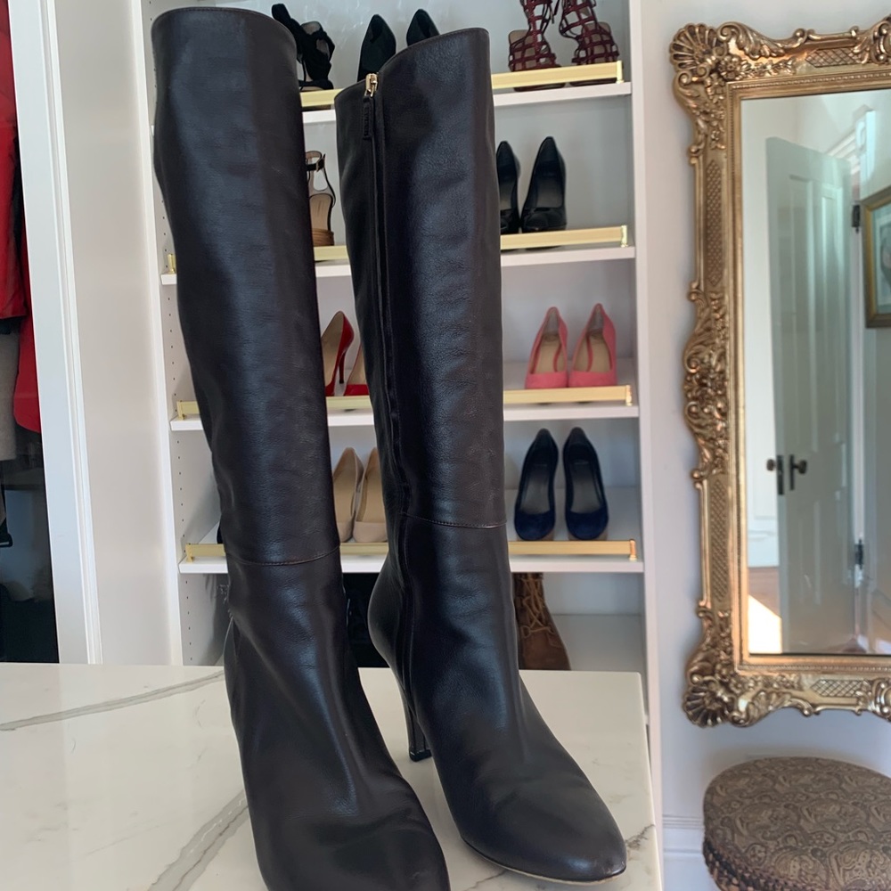 Gucci Knee High Boots in Chocolate Leather